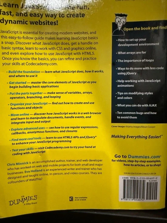 Coding with JavaScript For Dummies - Yellow/Black - Picture 3 of 3